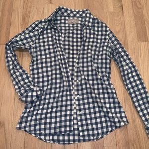 Banana Republic Soft Wash Shirt Blue Plaid Gingham